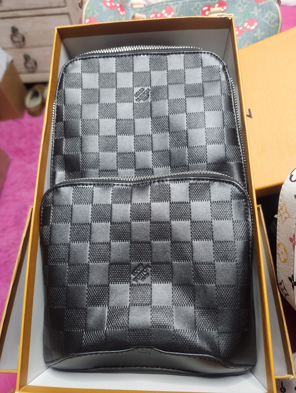 Fashion Black Damier Graphite Canvas Crossbody Messenger For Men